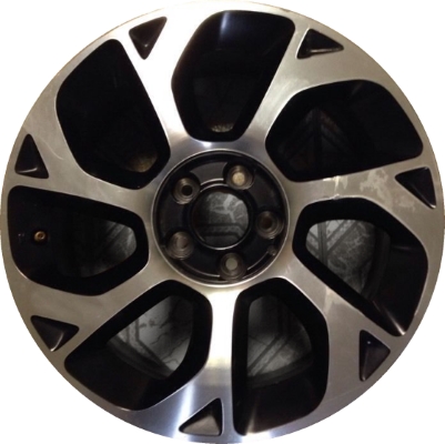 Fiat 500L 2014-2018 black machined 16x6.5 aluminum wheels or rims. Hollander part number ALY61668, OEM part number 5NE98MX5AA.