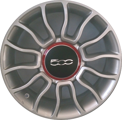 Fiat 500 2012-2018, 500c 2012-2018 powder coat silver 15x6 aluminum wheels or rims. Hollander part number 61673, OEM part number 4726120AA.