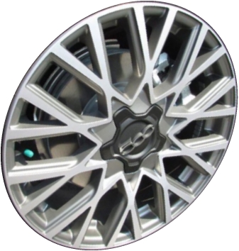 Fiat 500X 2016-2018 grey machined 18x7 aluminum wheels or rims. Hollander part number ALY61679, OEM part number 6AP37U3WAA.