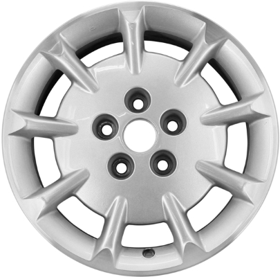 Nissan Maxima 2000-2001 silver machined 16x6.5 aluminum wheels or rims. Hollander part number ALY62377, OEM part number 403003Y325.