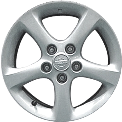 Nissan Maxima 2000-2003 powder coat silver 16x6.5 aluminum wheels or rims. Hollander part number ALY62378, OEM part number 403002Y626, 403002Y627, 403002Y629.