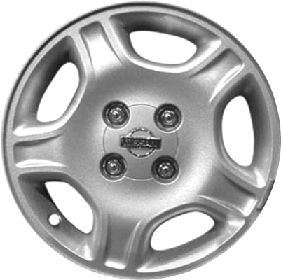 Nissan Altima 2000-2001 powder coat silver 16x6 aluminum wheels or rims. Hollander part number ALY62382, OEM part number 403000Z900.