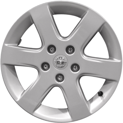 Nissan Altima 2002-2004 powder coat silver 16x6.5 aluminum wheels or rims. Hollander part number ALY62396, OEM part number 403008J011.