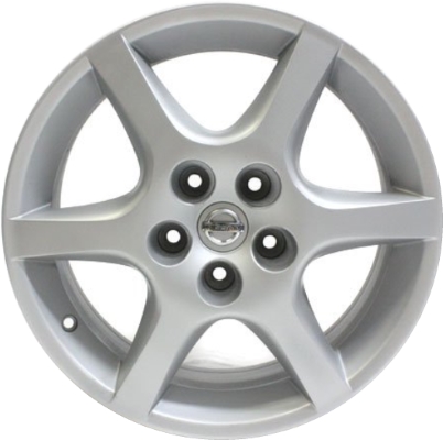 Nissan Altima 2002-2004 powder coat silver 17x7 aluminum wheels or rims. Hollander part number ALY62398, OEM part number 403005Y710.