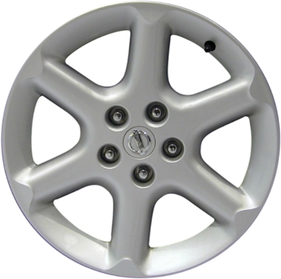 Nissan Maxima 2002-2003 powder coat silver 17x7 aluminum wheels or rims. Hollander part number ALY62401U20, OEM part number 403005Y7785.