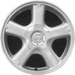 Nissan Sentra 2000 powder coat silver 15x6 aluminum wheels or rims. Hollander part number ALY62405, OEM part number 403004M500.