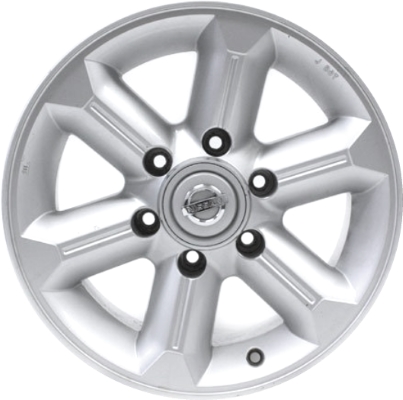 Nissan Pathfinder 2003-2004 powder coat silver 16x7 aluminum wheels or rims. Hollander part number ALY62408, OEM part number 403005W925.