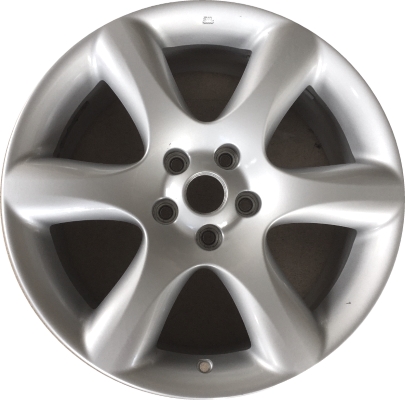 Nissan Murano 2006-2007 powder coat silver 18x7.5 aluminum wheels or rims. Hollander part number ALY62466, OEM part number D0300CC31B, D0300CC31A.