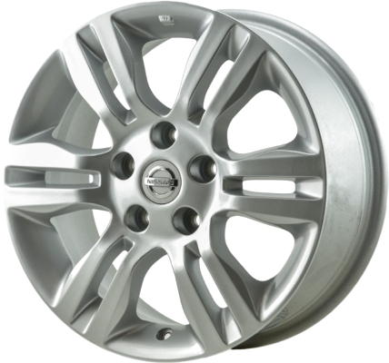 Nissan Altima 2010-2013 powder coat silver 16x7 aluminum wheels or rims. Hollander part number ALY62551, OEM part number 40300ZX01A.