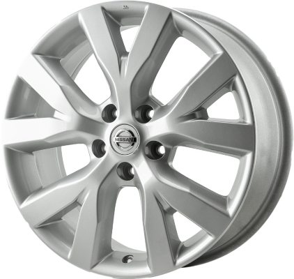 Nissan Murano 2011-2014 powder coat silver 18x7.5 aluminum wheels or rims. Hollander part number ALY62562, OEM part number DO3001SX2A, DO3001SX4A.