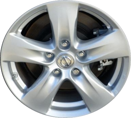 Nissan Quest 2011-2017 powder coat silver 16x7 aluminum wheels or rims. Hollander part number ALY62566, OEM part number D03001JA2A.