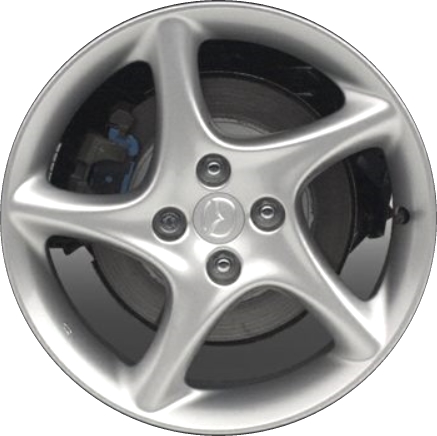 Mazda MX-5 Miata 2001-2003 powder coat silver 16x6.5 aluminum wheels or rims. Hollander part number ALY64836U10, OEM part number 9965276560.