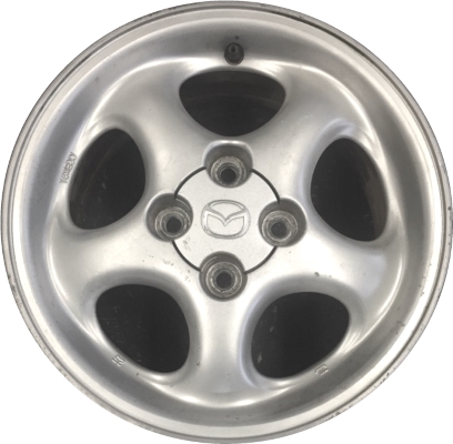 Mazda MX-5 Miata 1999-2005 powder coat silver 14x6 aluminum wheels or rims. Hollander part number ALY64816, OEM part number 9965256040.