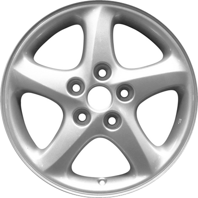 Mazda Protege 2001-2003 powder coat silver 16x6 aluminum wheels or rims. Hollander part number ALY64843U20, OEM part number 9965426060.
