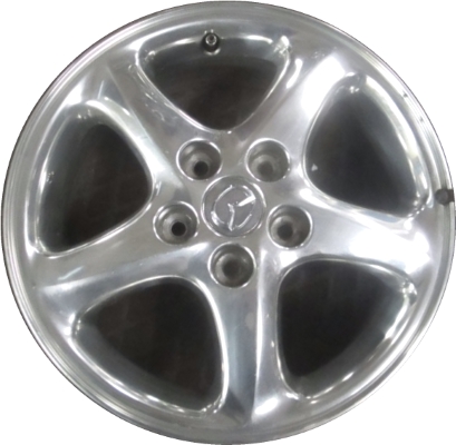 Mazda Protege 2001-2003 polished 16x6 aluminum wheels or rims. Hollander part number ALY64843U80, OEM part number 9965426060.