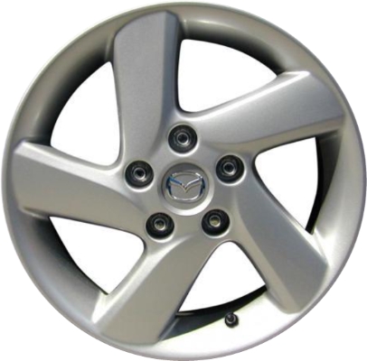 Mazda 6 2003-2005 powder coat silver 16x7 aluminum wheels or rims. Hollander part number ALY64856, OEM part number 9965547060.