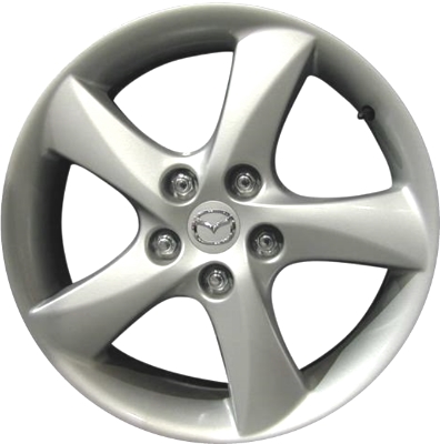 Mazda 6 2003-2008 powder coat silver 17x7 aluminum wheels or rims. Hollander part number ALY64857, OEM part number 9965207070, 9965077070.