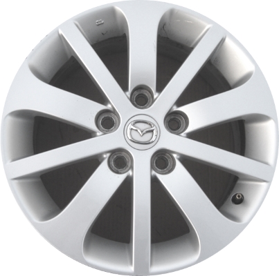 Mazda 5 2006-2007 powder coat silver 16x6.5 aluminum wheels or rims. Hollander part number ALY64882, OEM part number 9965516560, 9965526560.