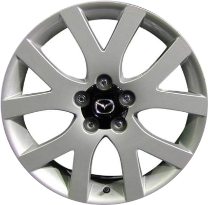 Mazda 6 2006-2008 powder coat silver 18x7 aluminum wheels or rims. Hollander part number ALY64884, OEM part number 9965077080.