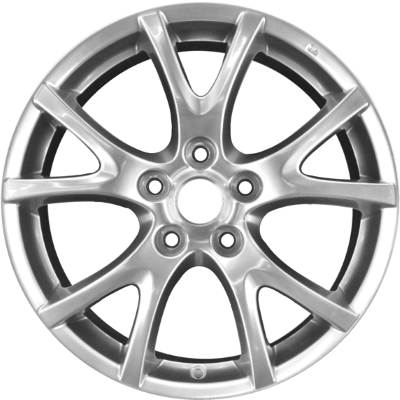 Mazda MX-5 Miata 2006-2008 powder coat smoked hyper silver 17x7 aluminum wheels or rims. Hollander part number ALY64951U77, OEM part number 9965277070, 9965367070.