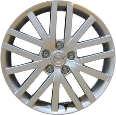 Mazda 6 2006-2007 powder coat silver 18x7 aluminum wheels or rims. Hollander part number ALY64889, OEM part number 9965037080.