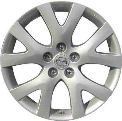 Mazda CX-7 2007-2009 powder coat silver 18x7.5 aluminum wheels or rims. Hollander part number ALY64893U20, OEM part number 9965127580, 9965147580.