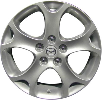 Mazda 5 2008-2010 powder coat silver 17x6.5 aluminum wheels or rims. Hollander part number ALY64913, OEM part number 9965126570.