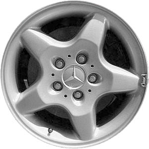 Mercedes-Benz ML320 1998-2001, ML430 1999 powder coat silver 16x8 aluminum wheels or rims. Hollander part number 65184, OEM part number 1634010202.