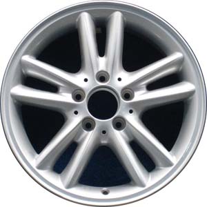 Mercedes-Benz C230 2002-2003 powder coat silver 16x7 aluminum wheels or rims. Hollander part number ALY65260, OEM part number A2034010202.