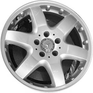 Mercedes-Benz ML320 2003, ML350 2003-2005, ML500 2002-2005 powder coat silver 17x8.5 aluminum wheels or rims. Hollander part number 65265, OEM part number 1634012702.