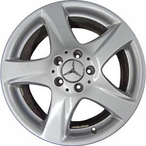 Mercedes-Benz S430 2004-2006, S500 2004-2006 powder coat silver 17x7.5 aluminum wheels or rims. Hollander part number 65328, OEM part number 2204014204.