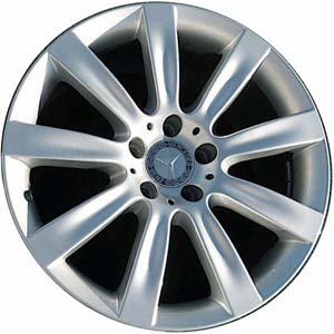 Mercedes-Benz CL550 2007-2008 powder coat silver 18x8.5 aluminum wheels or rims. Hollander part number ALY65493, OEM part number 2164010102.