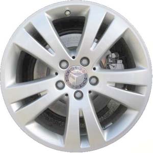 Mercedes-Benz C300 2008-2011, C350 2010-2013 powder coat silver 17x7.5 aluminum wheels or rims. Hollander part number 65524/85043, OEM part number 2044010402.