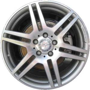 Mercedes-Benz C300 2010-2011, C350 2008-2009 silver machined 17x7.5 aluminum wheels or rims. Hollander part number 65529, OEM part number 2044014502.