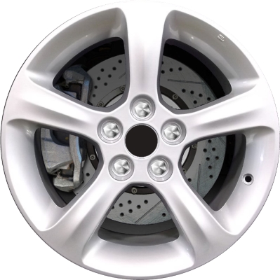 Mitsubishi Galant 2006-2010 powder coat silver 17x7 aluminum wheels or rims. Hollander part number ALY65823, OEM part number Not Yet Known.