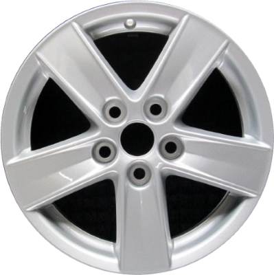 Mitsubishi Lancer 2008-2012 powder coat silver 16x6.5 aluminum wheels or rims. Hollander part number ALY65844, OEM part number Not Yet Known.