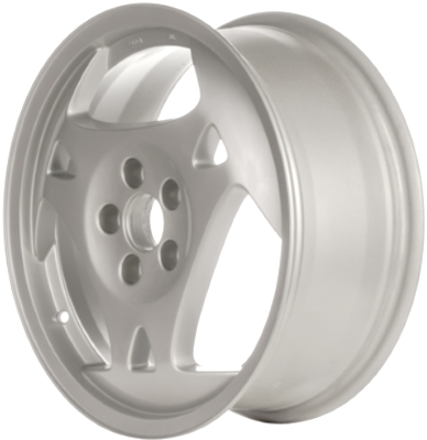 SAAB 5-Sep 1999-2001 powder coat silver 17x7 aluminum wheels or rims. Hollander part number ALY68198, OEM part number 4566063.