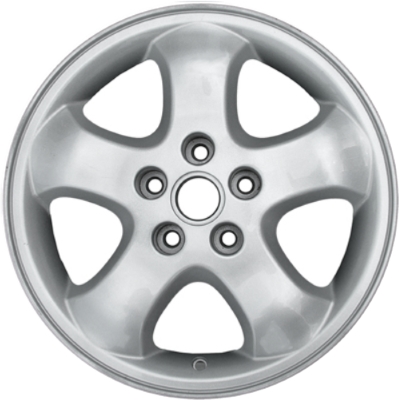 SAAB powder coat silver 16x6.5 aluminum wheels or rims. Hollander part number 68222, OEM part number 30588917.