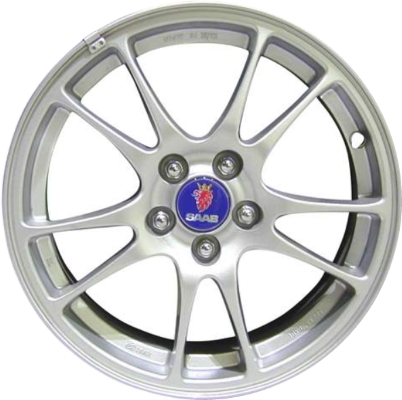 SAAB 9-2X 2005-2006 powder coat silver 16x6.5 aluminum wheels or rims. Hollander part number ALY68225, OEM part number 32006314.