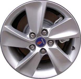 SAAB 5-Sep 2011 powder coat silver 17x7 aluminum wheels or rims. Hollander part number ALY68262, OEM part number 13241704.