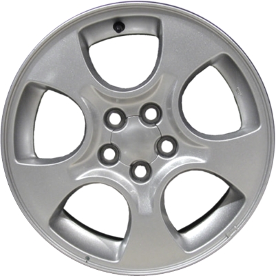 Subaru Forester 2003-2005 powder coat silver 16x6.5 aluminum wheels or rims. Hollander part number ALY68726, OEM part number 28111SA020.