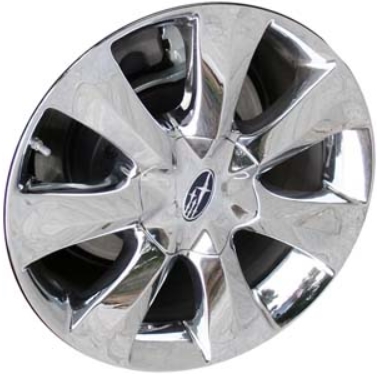Subaru Tribeca 2006-2014 chrome 18x8 aluminum wheels or rims. Hollander part number ALY68747U85, OEM part number 28111XA02B, 28111XA02A, 28111XA00C, 28111XA00B, 28111XA00A.