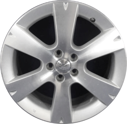 Subaru Legacy 2007-2009 silver machined 17x7 aluminum wheels or rims. Hollander part number ALY68757U10, OEM part number 28111AG30A.