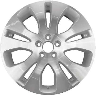 Subaru Legacy Outback 2008-2009 silver machined 17x7 aluminum wheels or rims. Hollander part number ALY68760, OEM part number 28111AG32A.