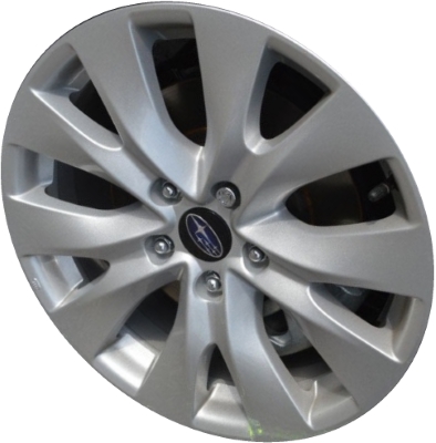 Subaru Legacy 2015-2017 powder coat silver 17x7.5 aluminum wheels or rims. Hollander part number ALY68823, OEM part number 28111AL00A.
