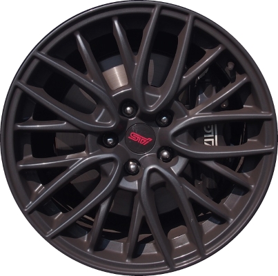 Subaru WRX 2015-2019 powder coat charcoal 18x8.5 aluminum wheels or rims. Hollander part number ALY68831/68852, OEM part number 28111VA030, 28111VA031.