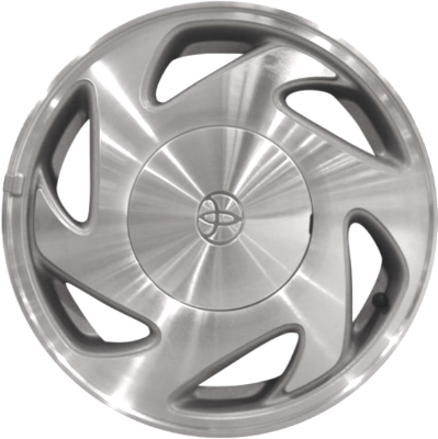 Toyota Sienna 1998-2003 grey machined 15x6.5 aluminum wheels or rims. Hollander part number ALY69373U, OEM part number 42611AE010.