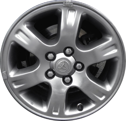 Toyota Highlander 2001-2007 powder coat hyper silver 16x6.5 aluminum wheels or rims. Hollander part number ALY69397U78, OEM part number 4261148080, 4261148090, 4261148270, 4261148280.