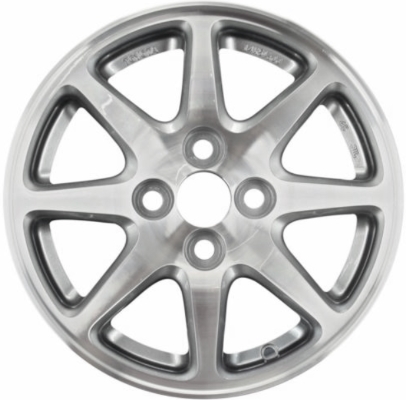 Toyota Prius 2001-2003 grey machined 14x5.5 aluminum wheels or rims. Hollander part number ALY69402, OEM part number 4261147030.
