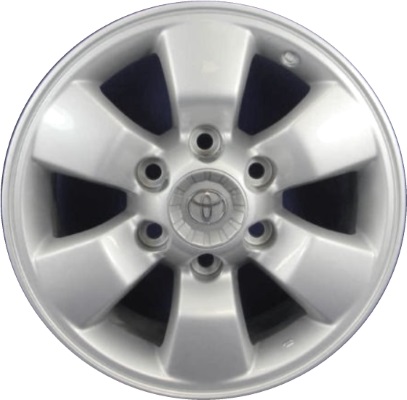 Toyota 4Runner 2003-2009 powder coat silver 16x7 aluminum wheels or rims. Hollander part number ALY69428, OEM part number 4261135250, 4261135251, 4261135260, 4261135261.